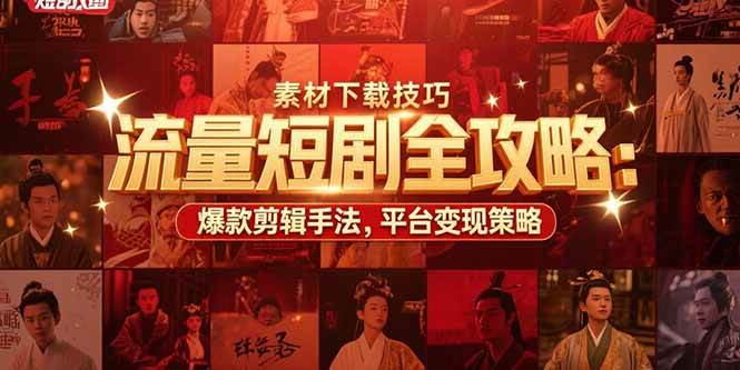 （15431期）流量短剧全攻略：素材下载技巧，爆款剪辑手法，平台变现策略_抖汇吧
