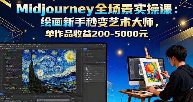 （16125期）Midjourney全场景实操课：绘画新手秒变艺术大师，单作品收益200-5000元_抖汇吧