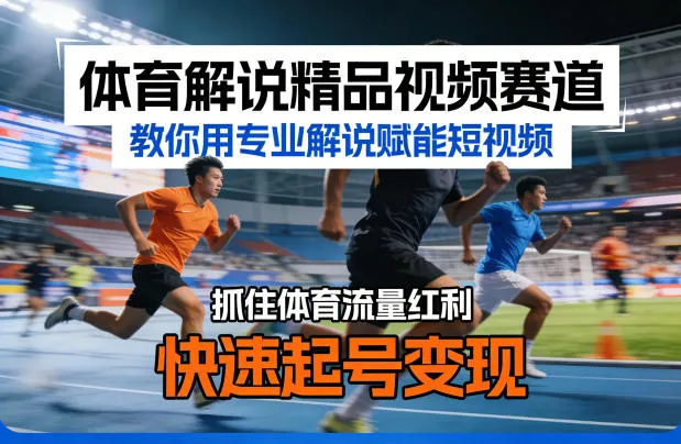 体育解说精品视频赛道，教你用专业解说赋能短视频，抓住体育流量红利，快速起号变现_抖汇吧