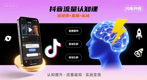 抖音流量认知课，短视频+直播+私域，认知提升，闪电开悟_抖汇吧