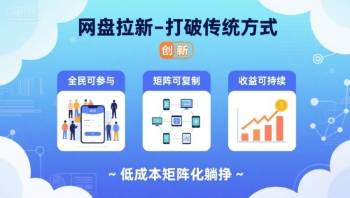 网盘拉新-打破传统方式，低成本矩阵化躺挣，全民可参与、矩阵可复制、收益可持续【揭秘】_抖汇吧