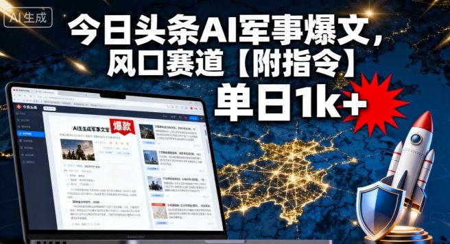 今日头条AI军事爆文，单日1k+，风口赛道【附指令】_抖汇吧
