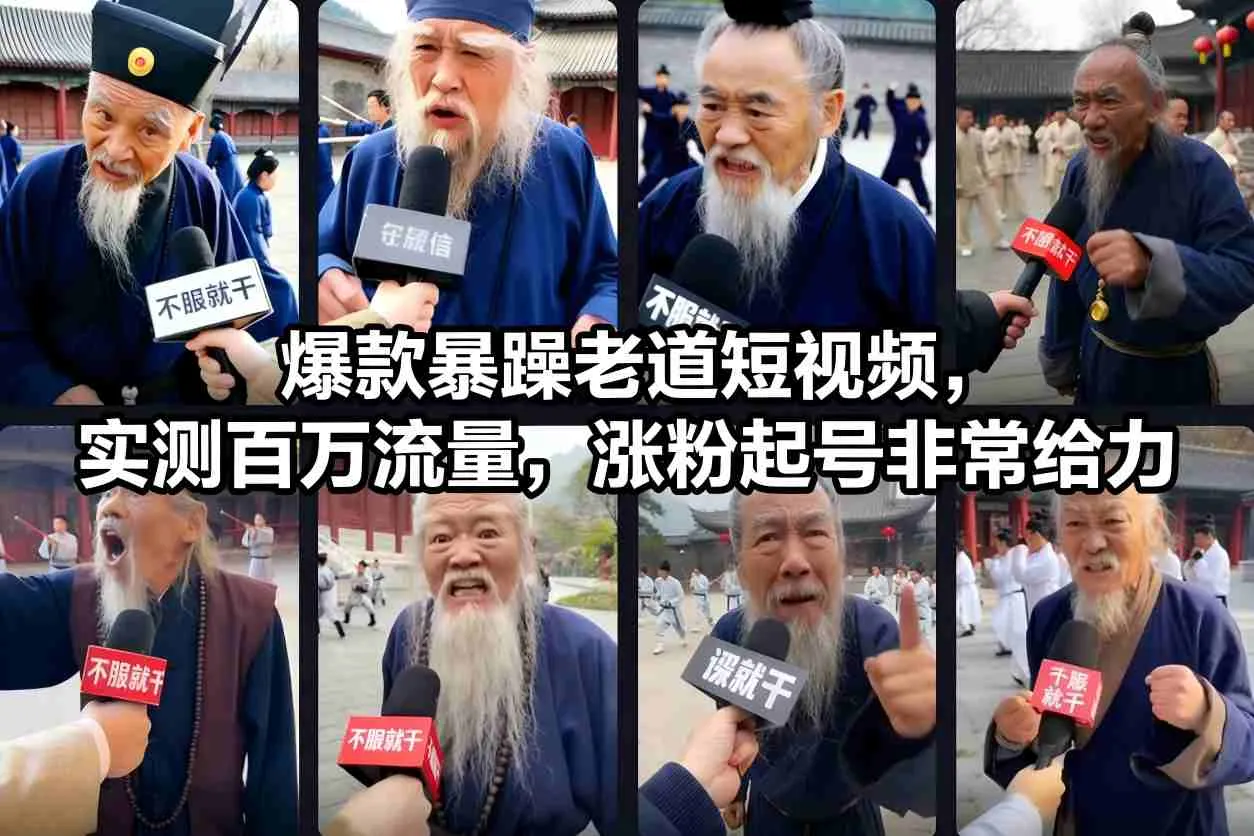 爆款暴躁老道短视频，实测百万流量，涨粉起号非常给力 用AI复刻暴躁老道语录视频，21条作品涨粉8.8W，保姆级Sora2制作教学_抖汇吧